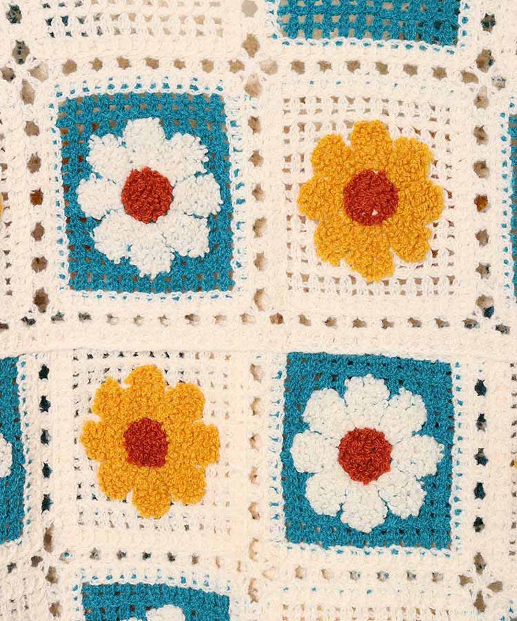 フラワーサガラ刺繍かぎ針カーディガン