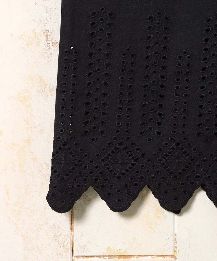 ポプリンスカラップ刺繍パンツ