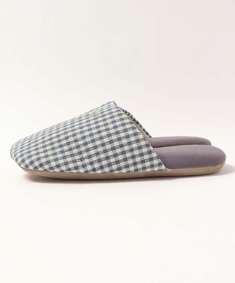 ロゴ刺繍コットンソフトスリッパ