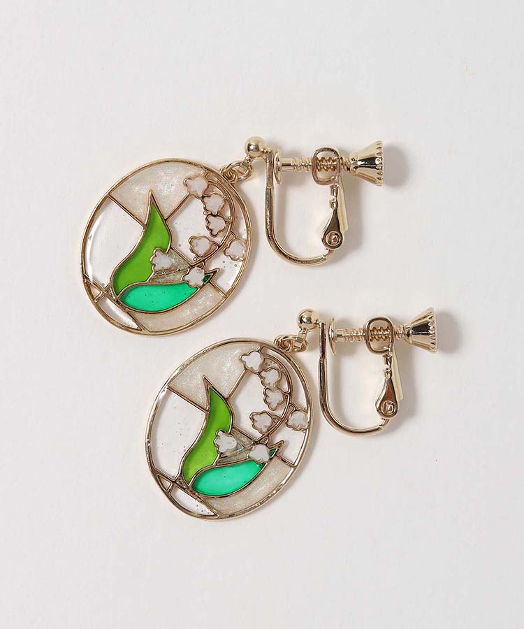 フラワーステンドグラスイヤリング