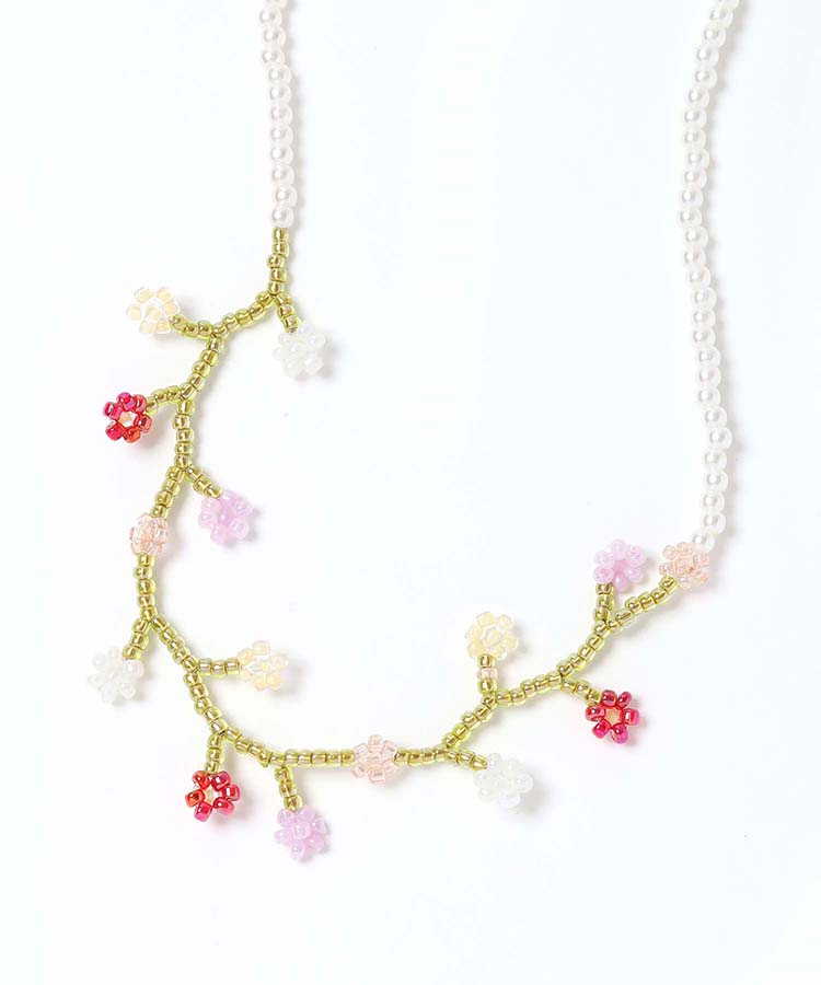 メニーフラワービーズネックレス