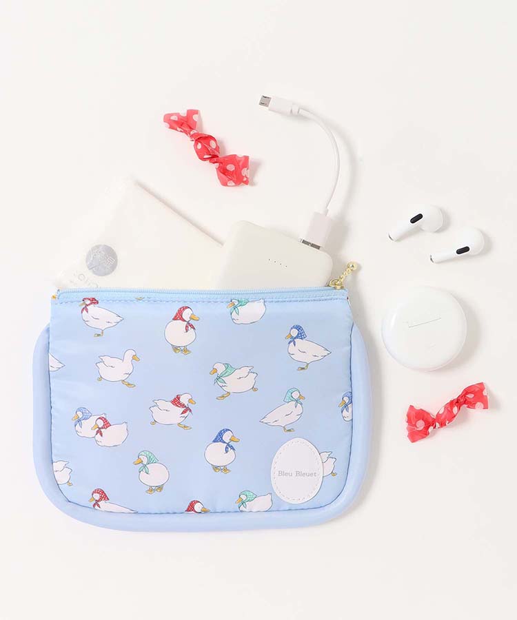 おさんぽダックサテンフラットポーチ