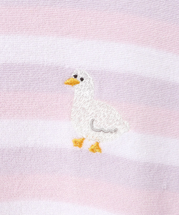 パイルボーダー刺繍ワンピ