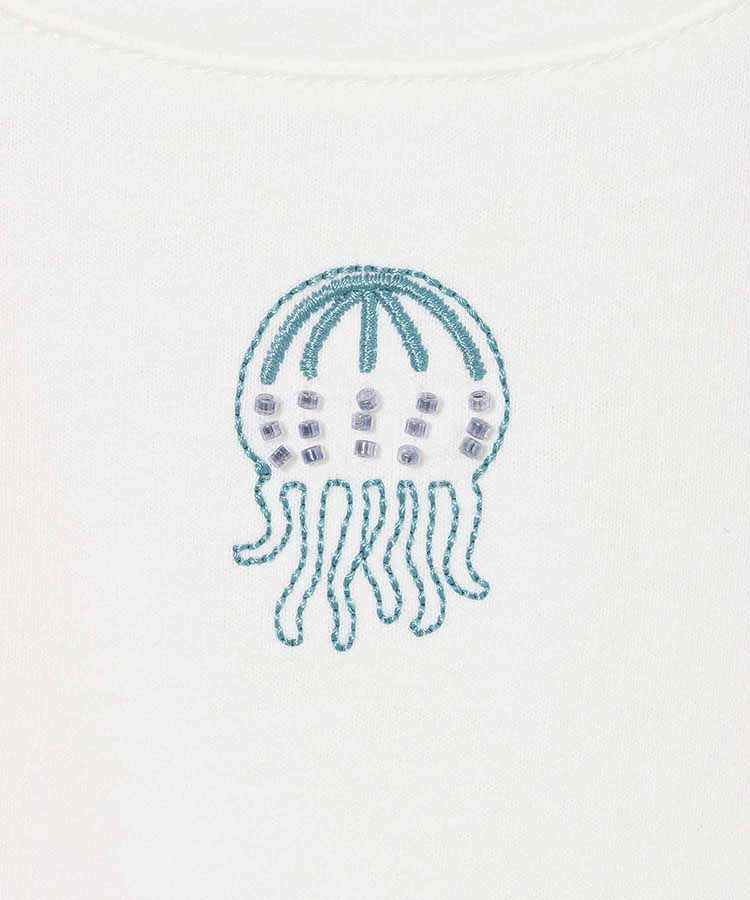 海の生き物ビーズ刺繍Tシャツ