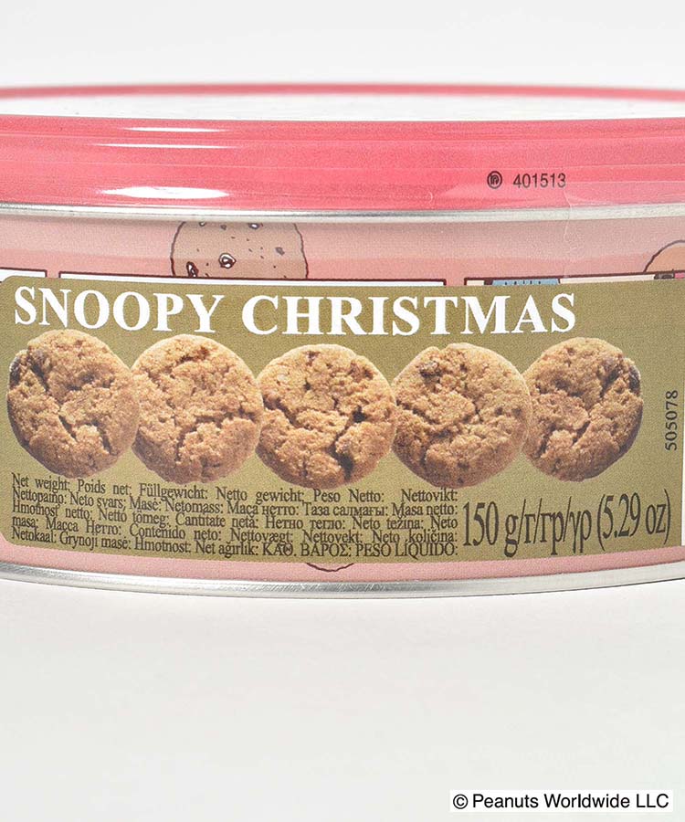 スヌーピークリスマスラウンドティンチョコチップクッキー