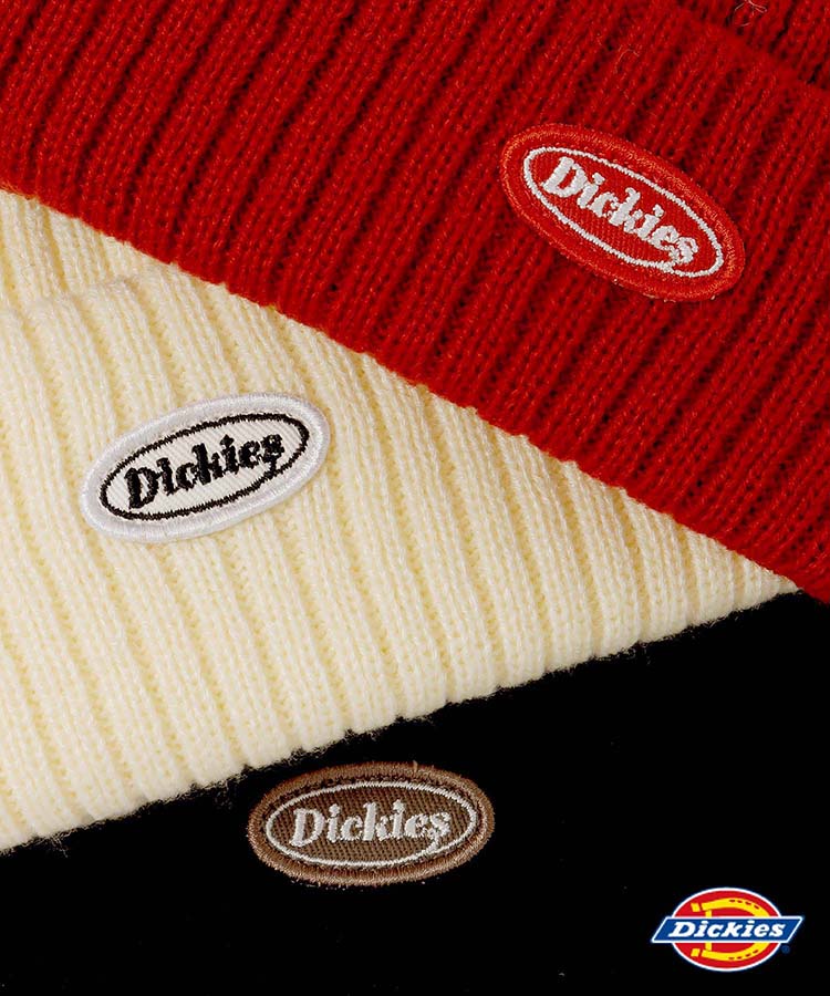 DICKIESワッペン刺繍リブニット帽