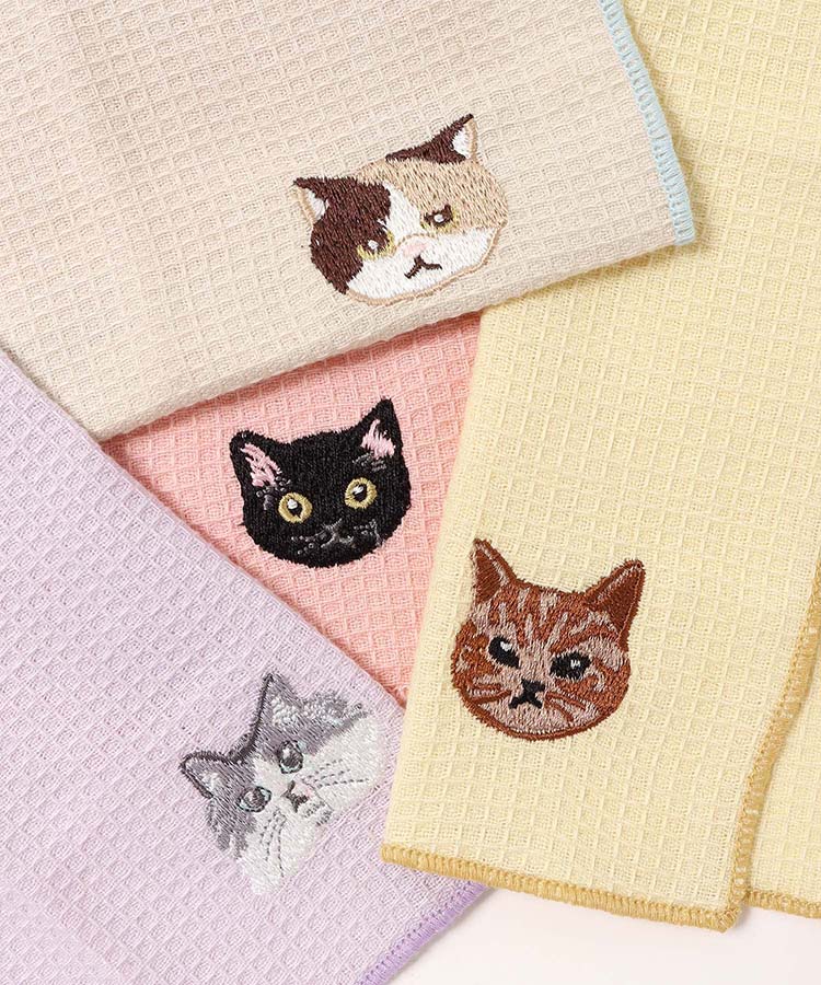 ネコ刺繍ディッシュクロス