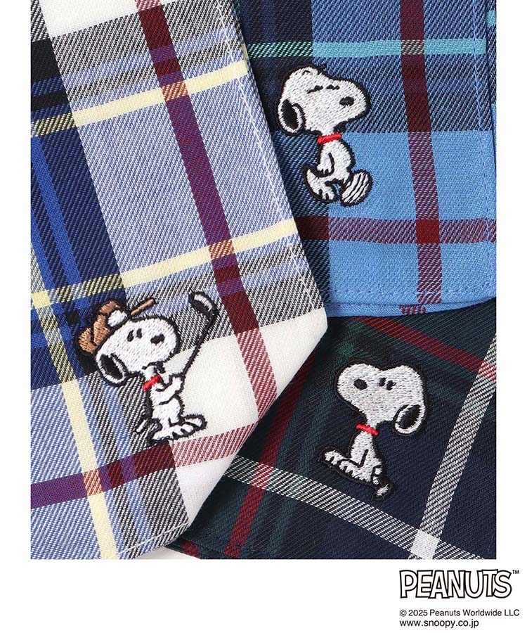 PEANUTSチェック大判ハンカチ