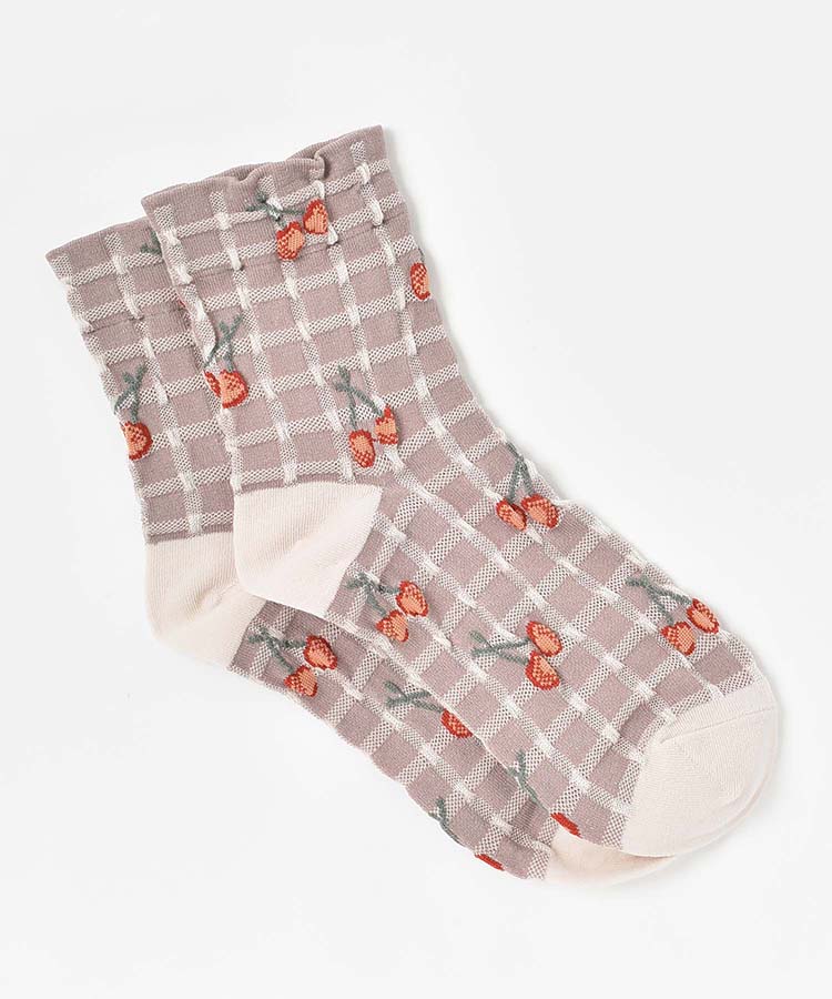 ≪SALE≫逆スパチェリーロークルーソックス