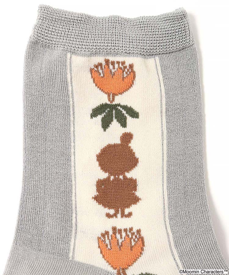 ムーミンシルエット縦ラインロークルーソックス