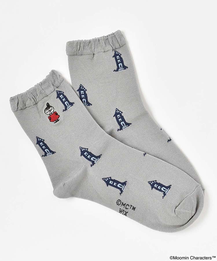 家とリトルミイ刺繍ロークルーソックス