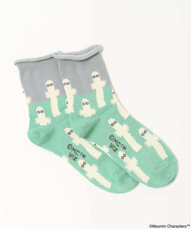 ニョロニョロ総柄ロークルーソックス