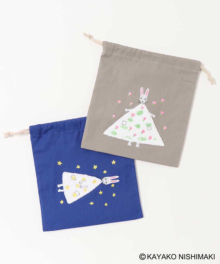 わたしのワンピースサガラ刺繍巾着