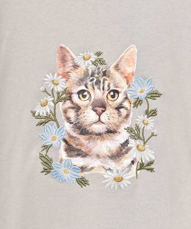 le petaleトラネコフラワー刺繍Tシャツ