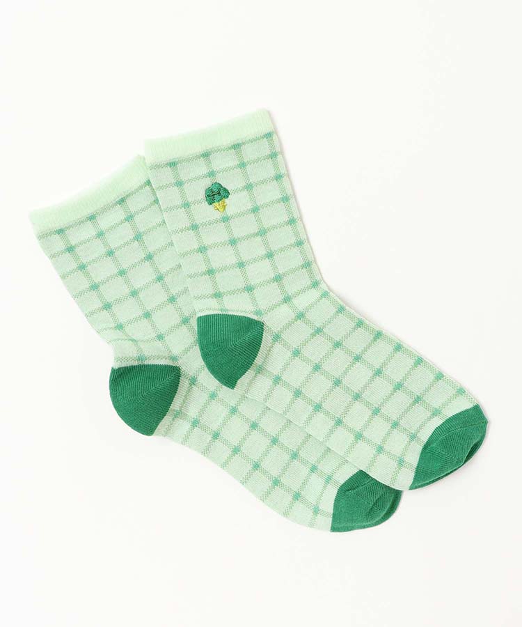 おやさい刺繍ロークルーソックス