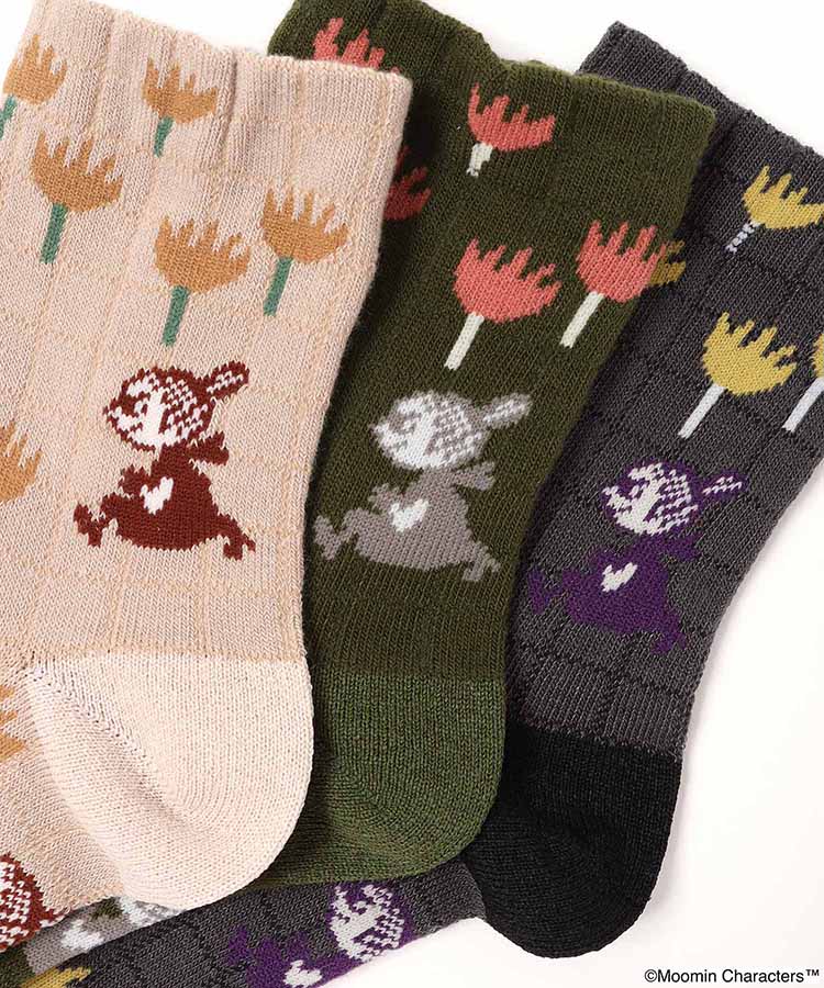 リトルミイ花柄ロークルーソックス