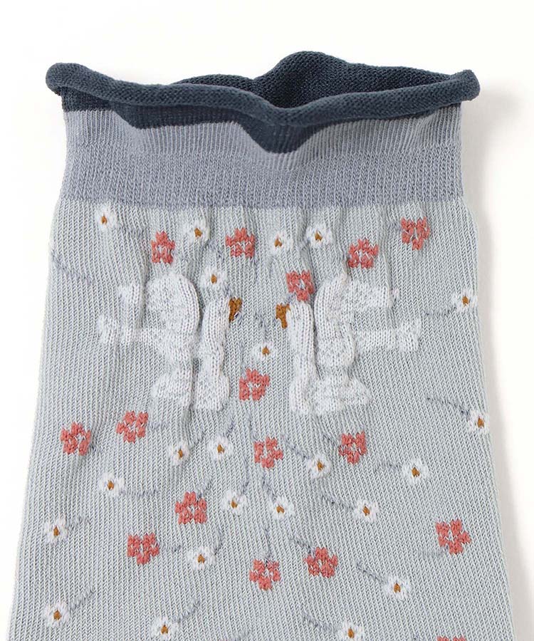 ≪SALE≫逆スパ花鳥ロークルーソックス