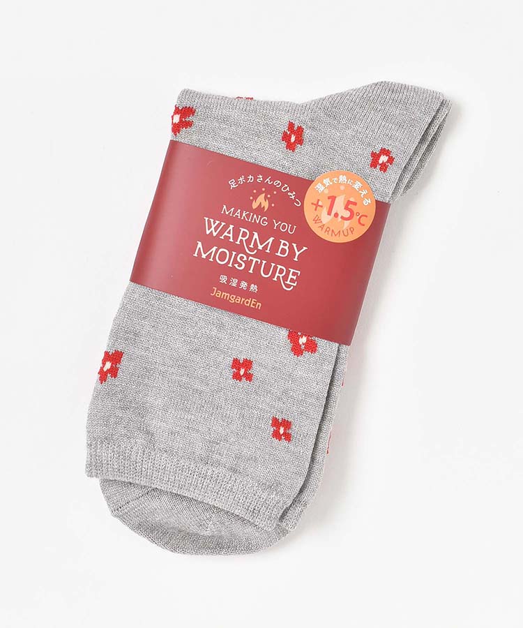 吸湿発熱小花柄ソックス