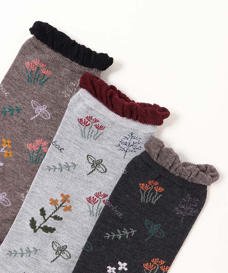 ハーブ柄ハイクルーソックス