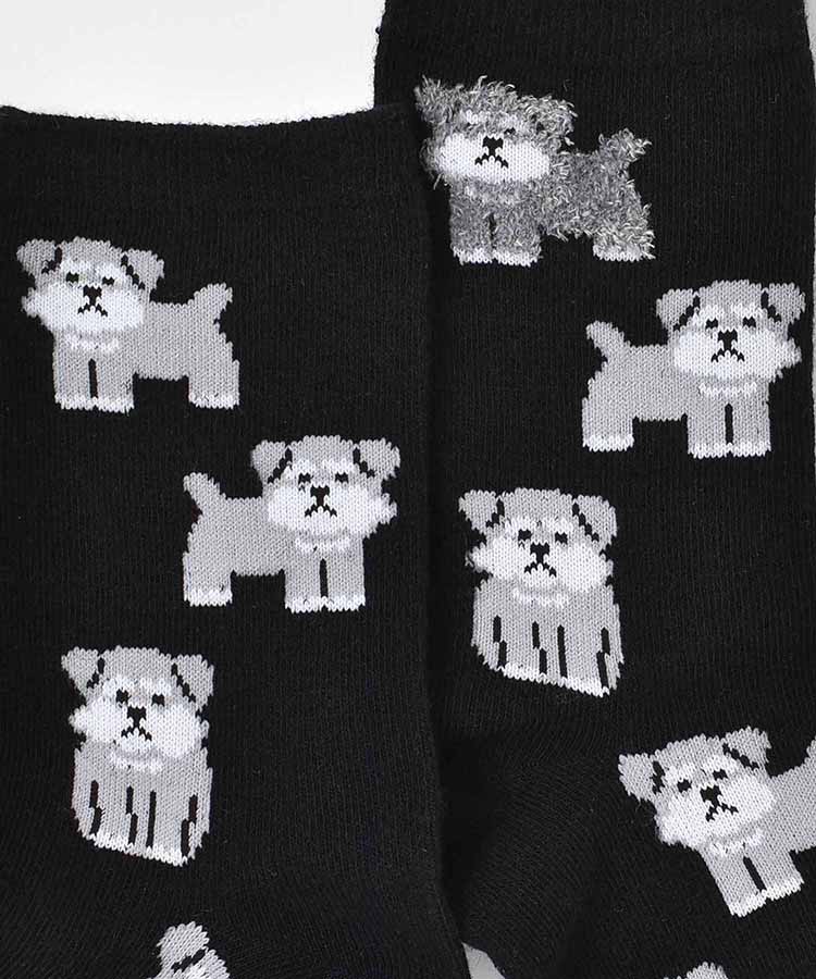 シュナウザー総柄クルーソックス