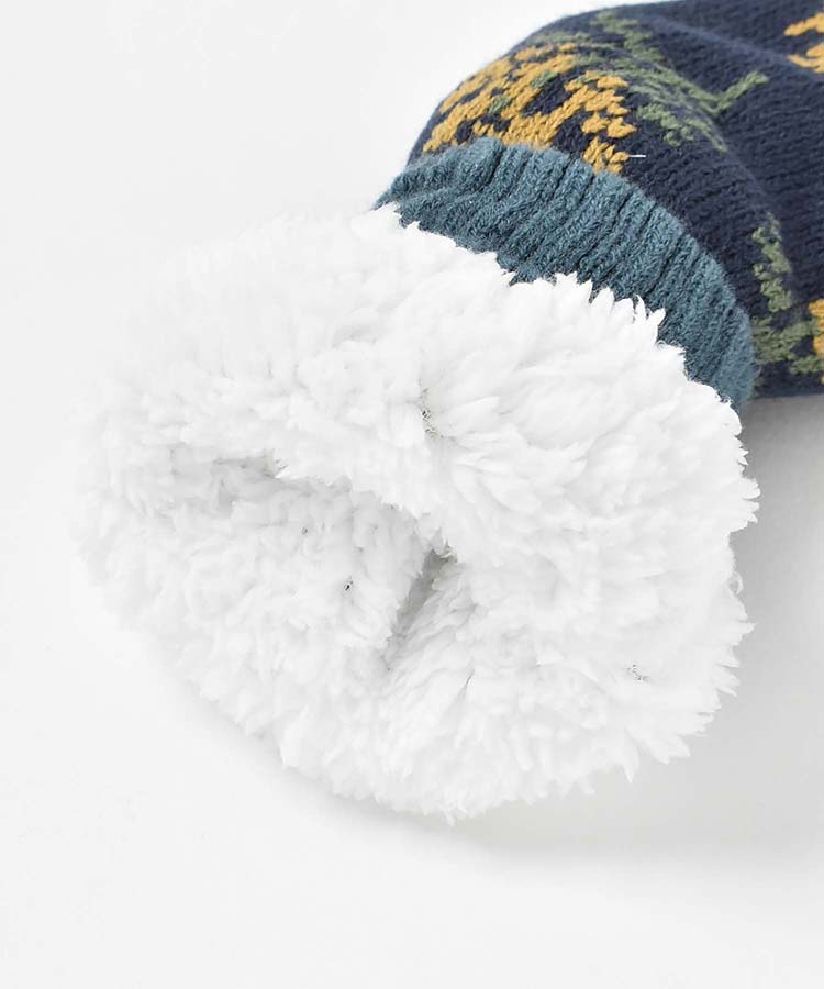 ミモザ裏ボア二重編みクルーソックス