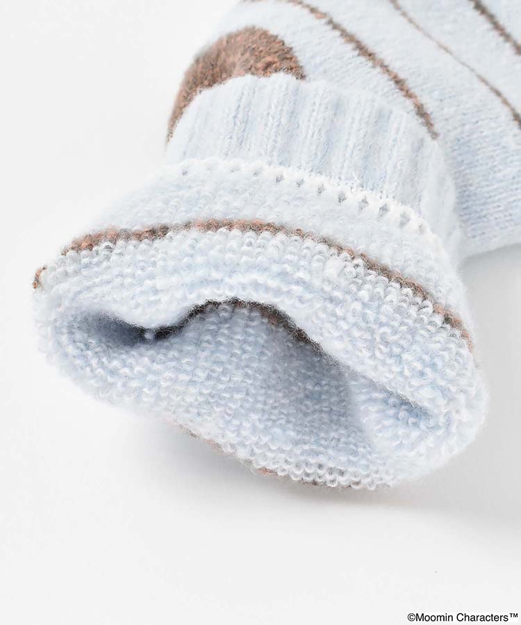 花リトルミイ刺繍ボーダールームソックス