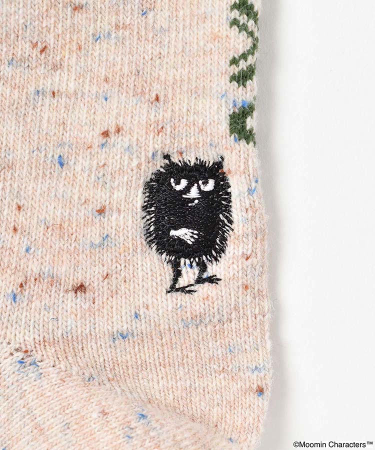 スティンキー刺繍ネップロークルーソックス