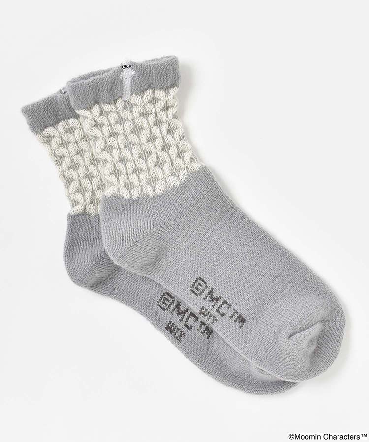 ニョロニョロ刺繍ニットロークルーソックス