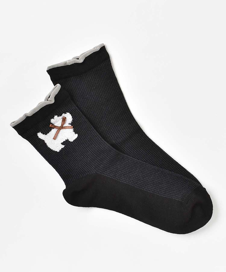 ふわふわテリアロークルーソックス