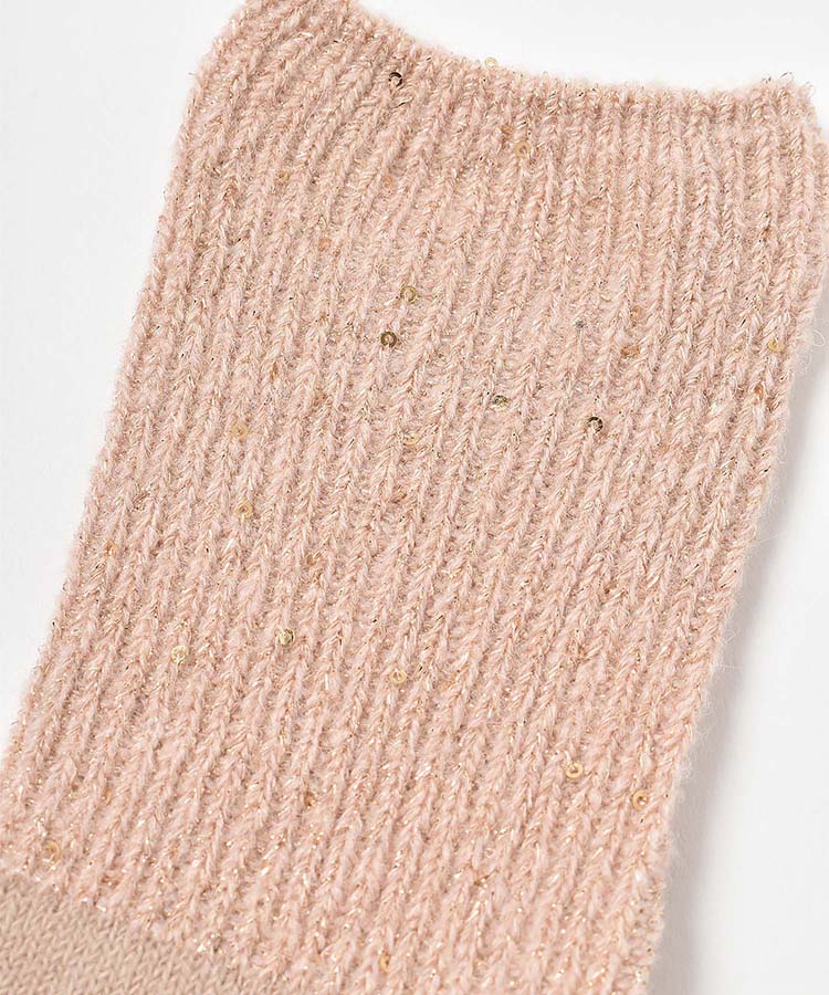 スパンコールリブ切替クルーソックス