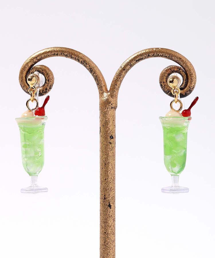 クリームソーダ樹脂イヤリング