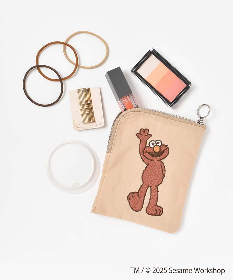 SESAME STREET EMBROIDERYミニフラットポーチ