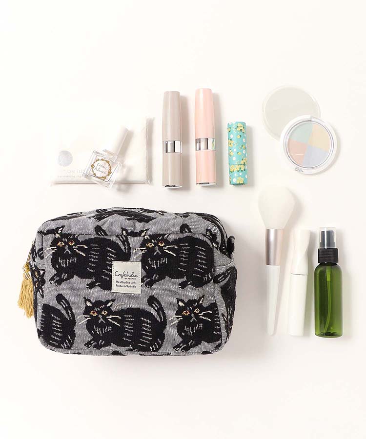 クラフトインディアネコマチ付ポーチ