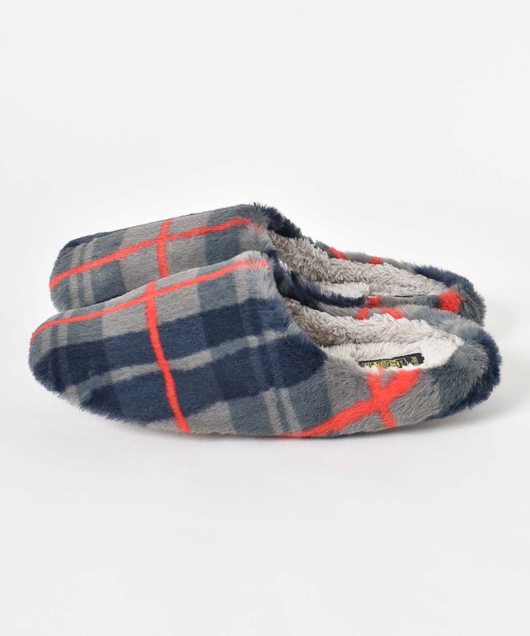 チェック柄エコファールームシューズL