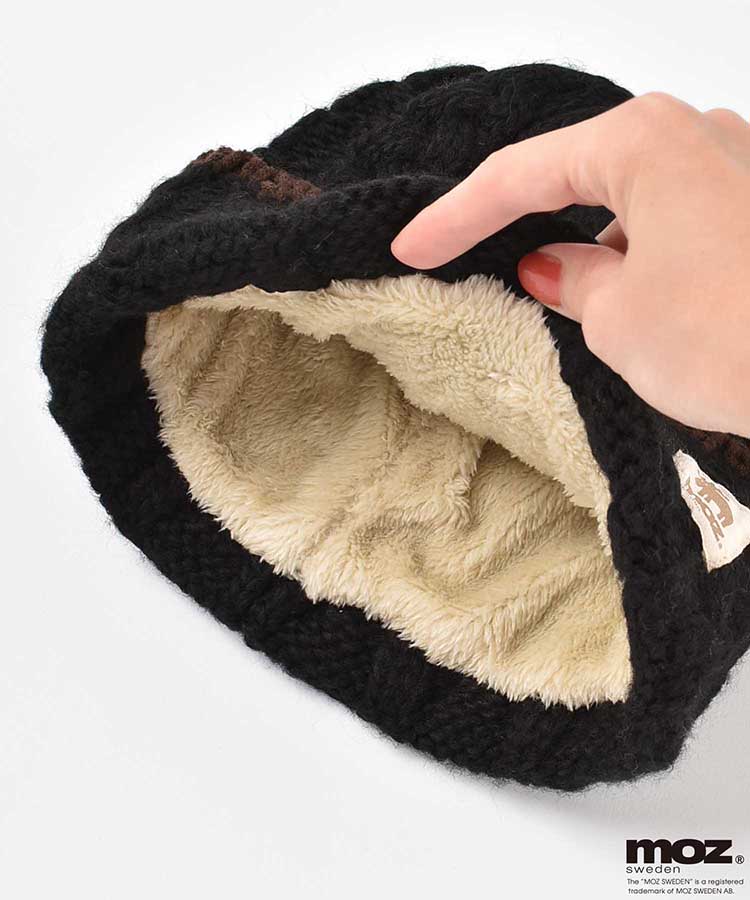 moz裏ボアケーブル編みニット帽