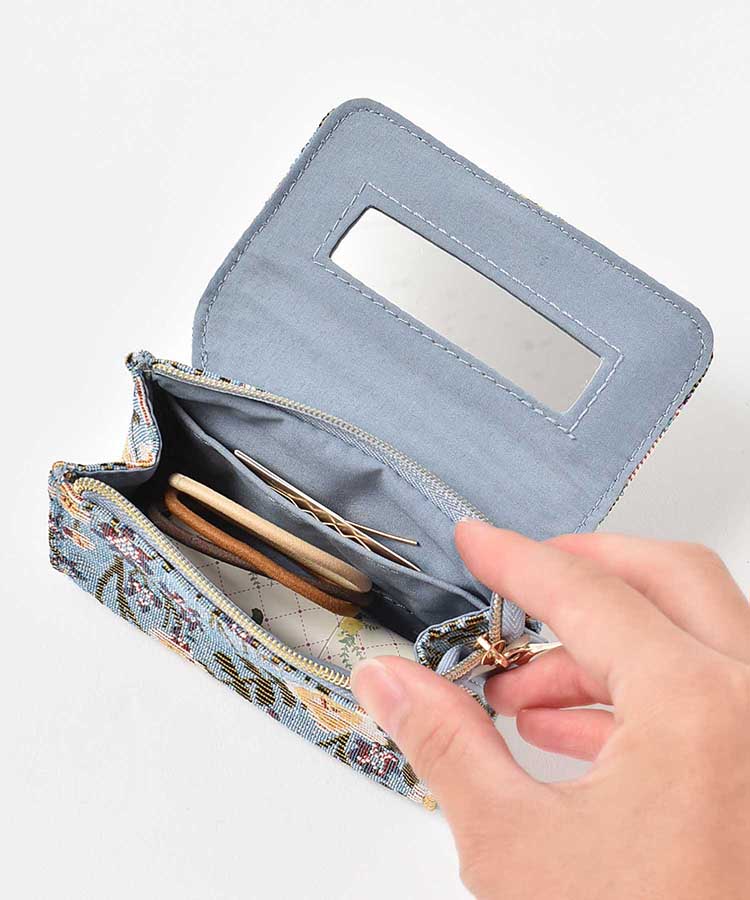 フロルシックミラー付きミニポーチ