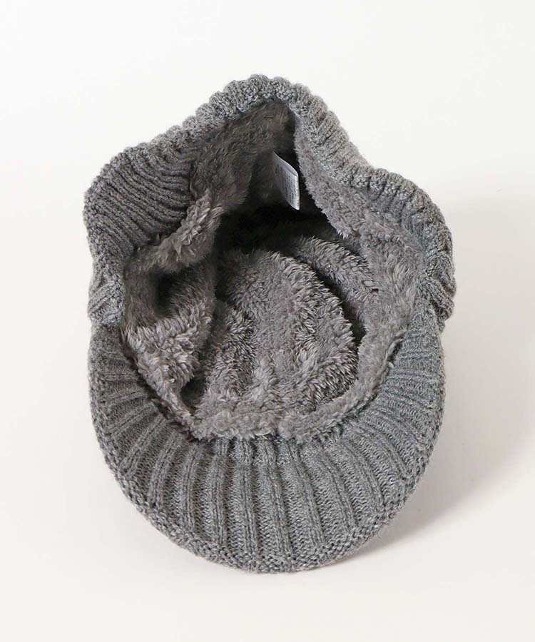 ケーブルニット耳付きキャスケット