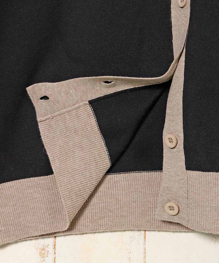 バイカラーカーディガン