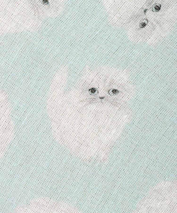 新品　松尾ミユキ　ガーゼ ハンドタオル　ハンカチ　猫と葉っぱ　ねこ　ネコ　猫 松尾ミユキ ガーゼハンドタオル ガーゼ ハンカチ ねこ 猫 ネコ