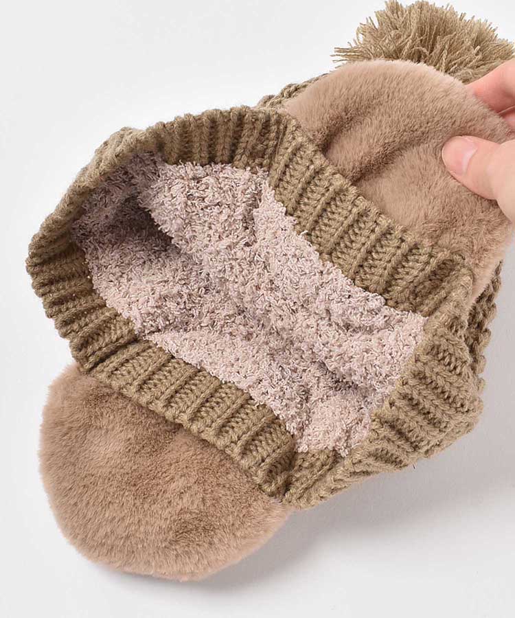 ファー付耳あてニット帽