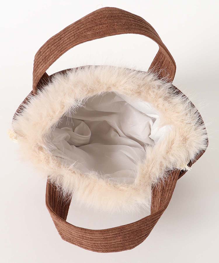 コーデュロイバスケットバッグ