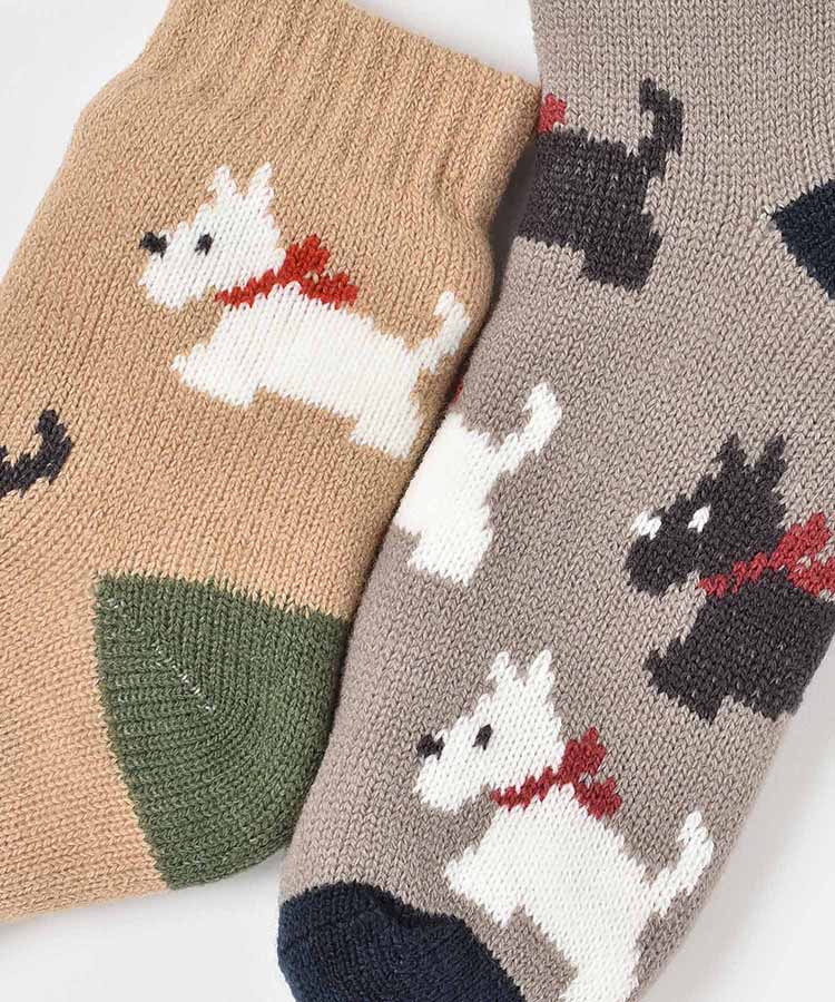 テリア総柄裏ボアソックス