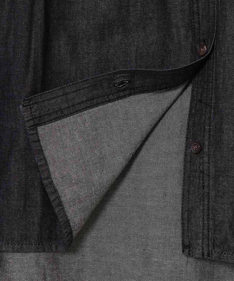 シャーリングデニムブラウス