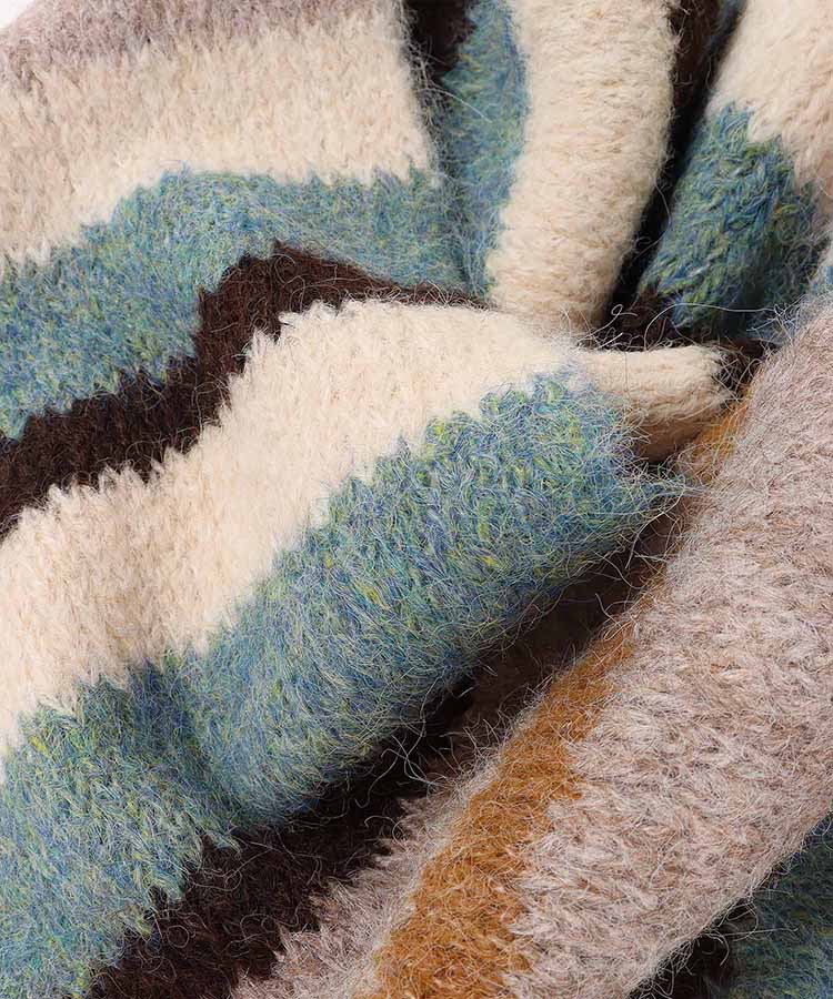 モヘアタッチボーダーマフラー