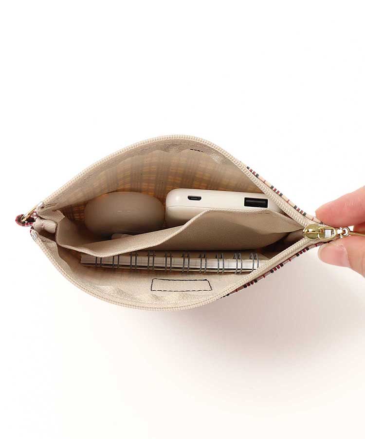 タイプライターチェック柄フラットポーチ