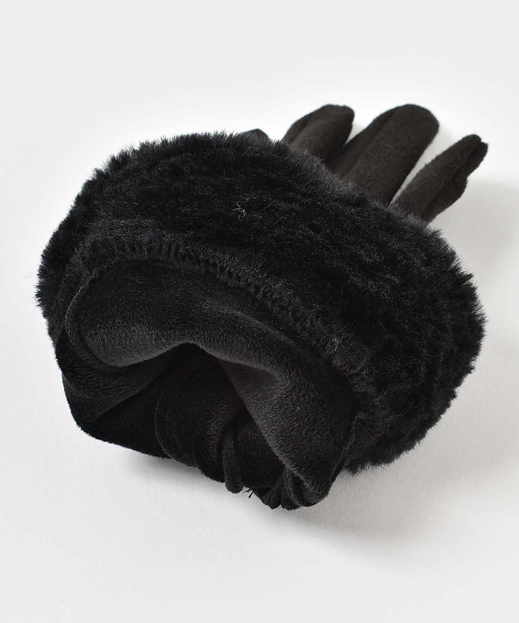 フェイクスエード指フードファーグローブ