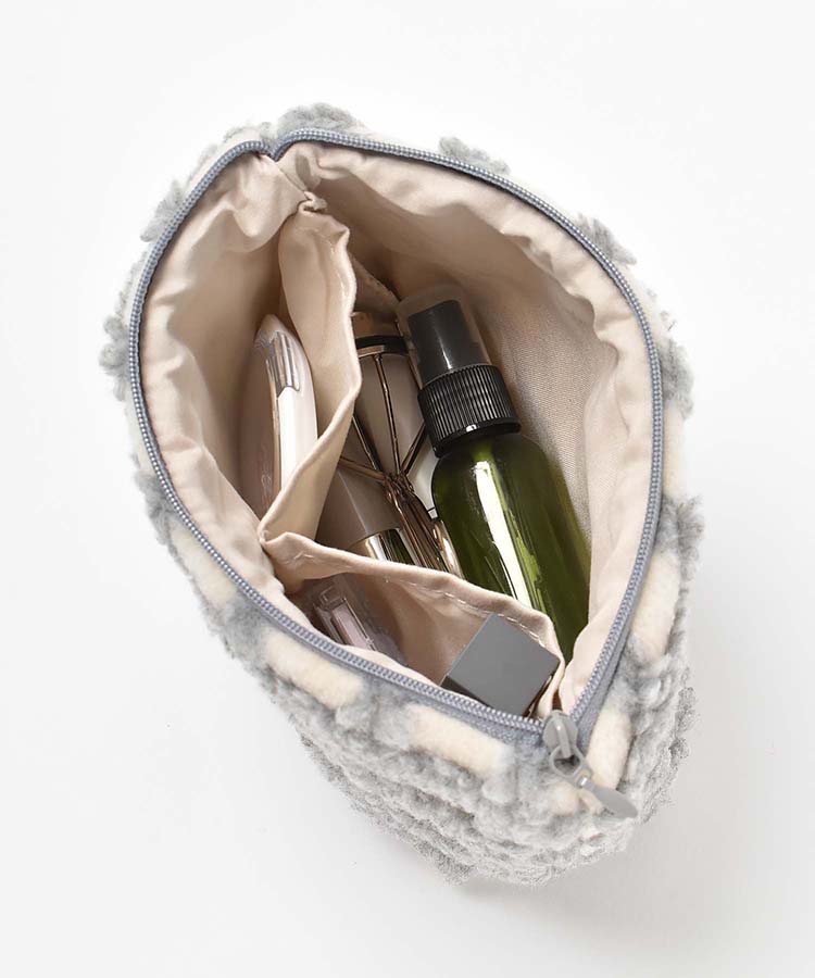 ボアチェック舟型ポーチ