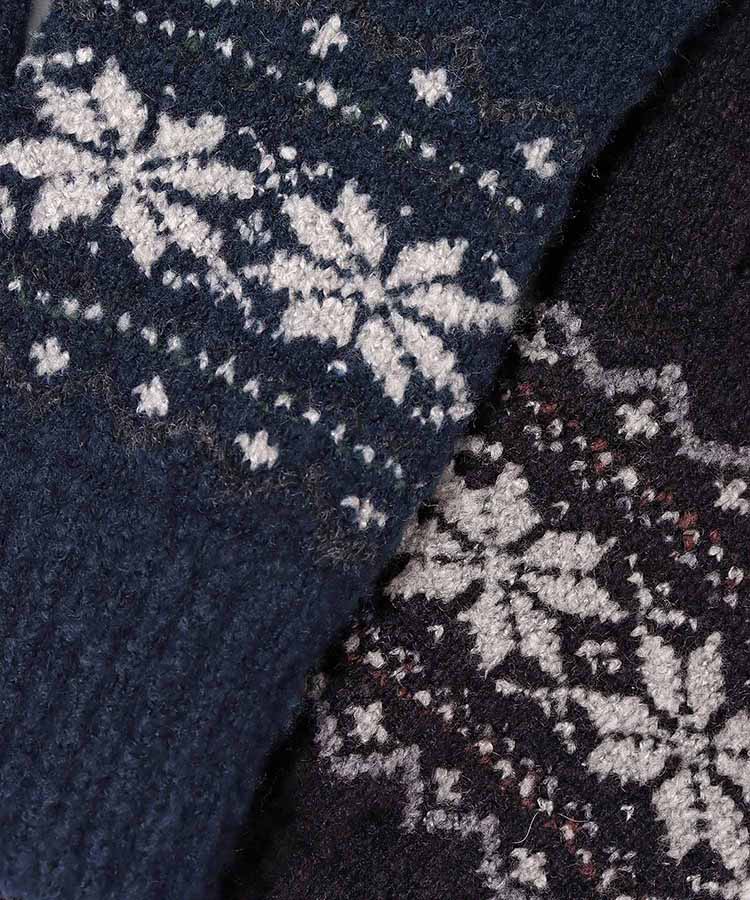 裏起毛雪柄ニットグローブL