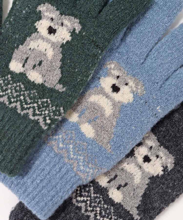 裏起毛シュナウザーニットグローブ