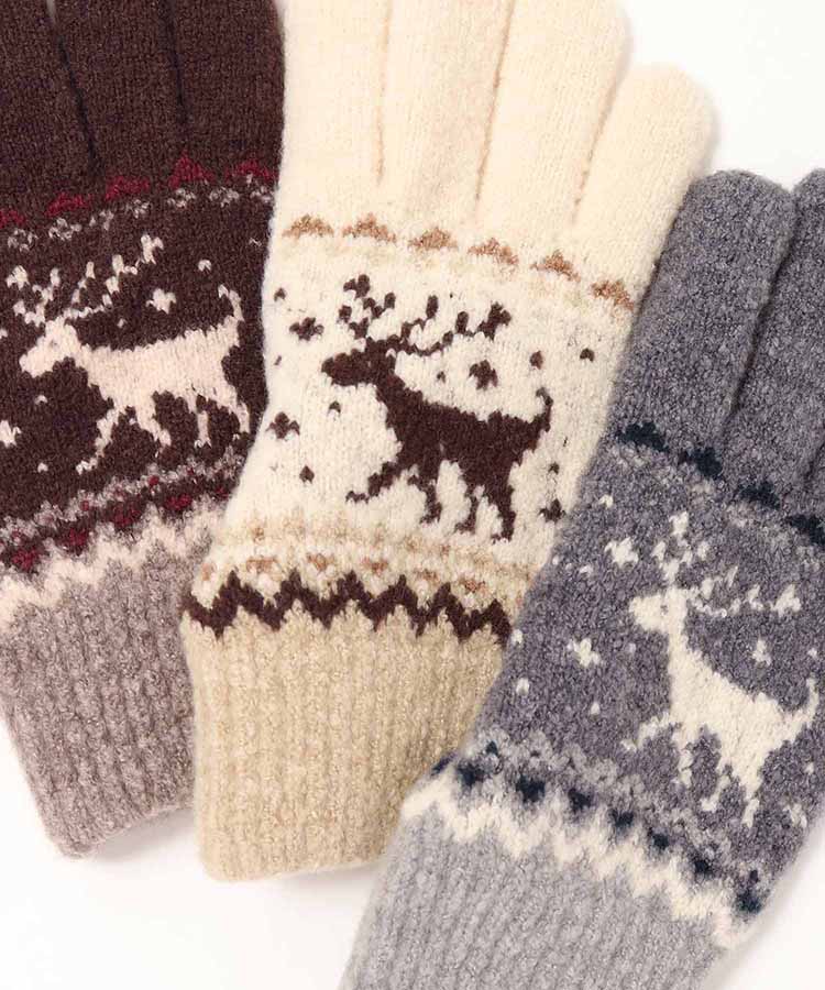 裏起毛トナカイニットグローブ